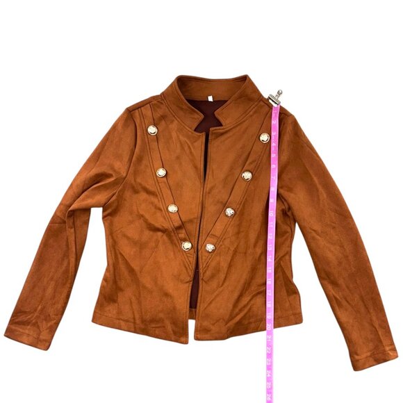 Military Style Faux Suede Jacket - Picture 9 of 9